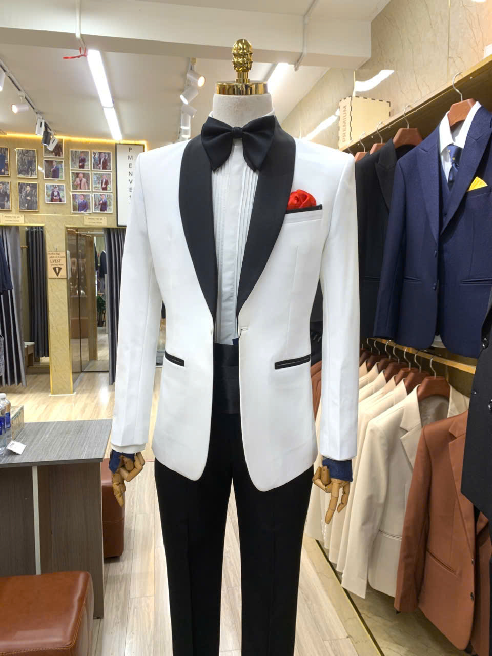 Trắng - MED Áo Vest Tuxedo + Quần — 3