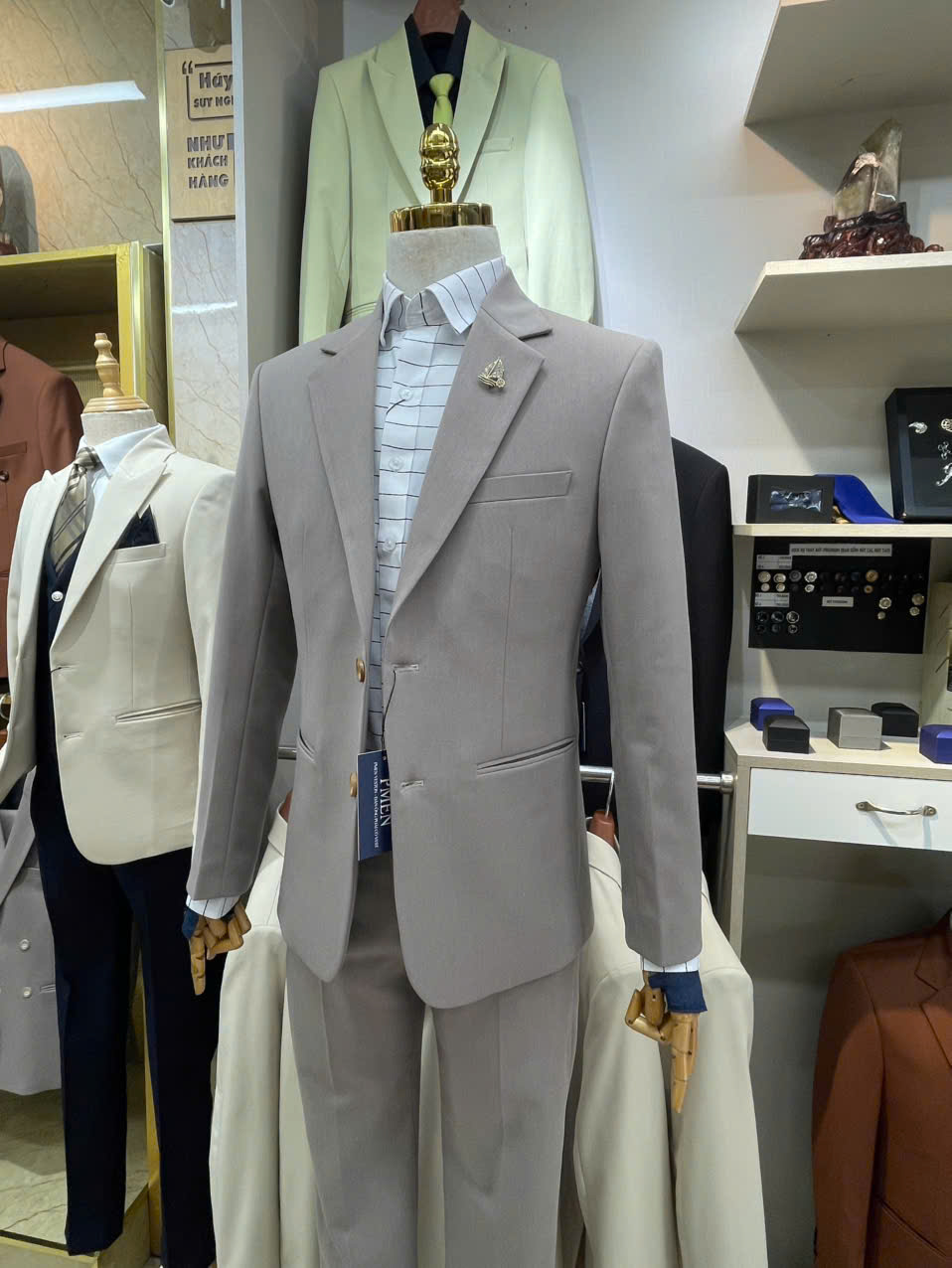 Xám Be MED Áo Vest + Quần — 4