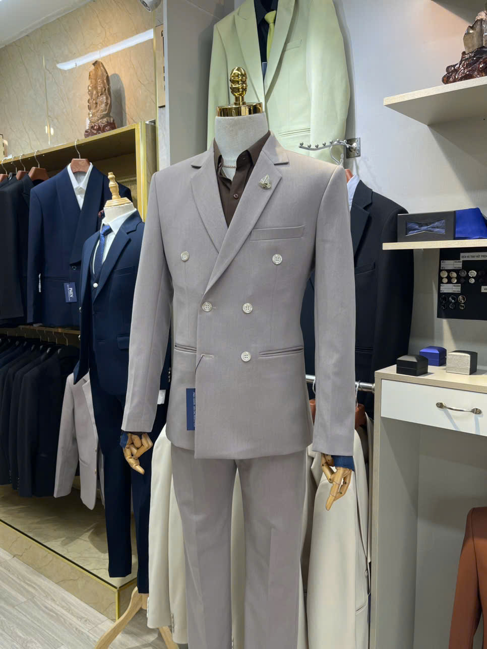 Xám Be - MED Áo Vest 6 Khuy + Quần — 3