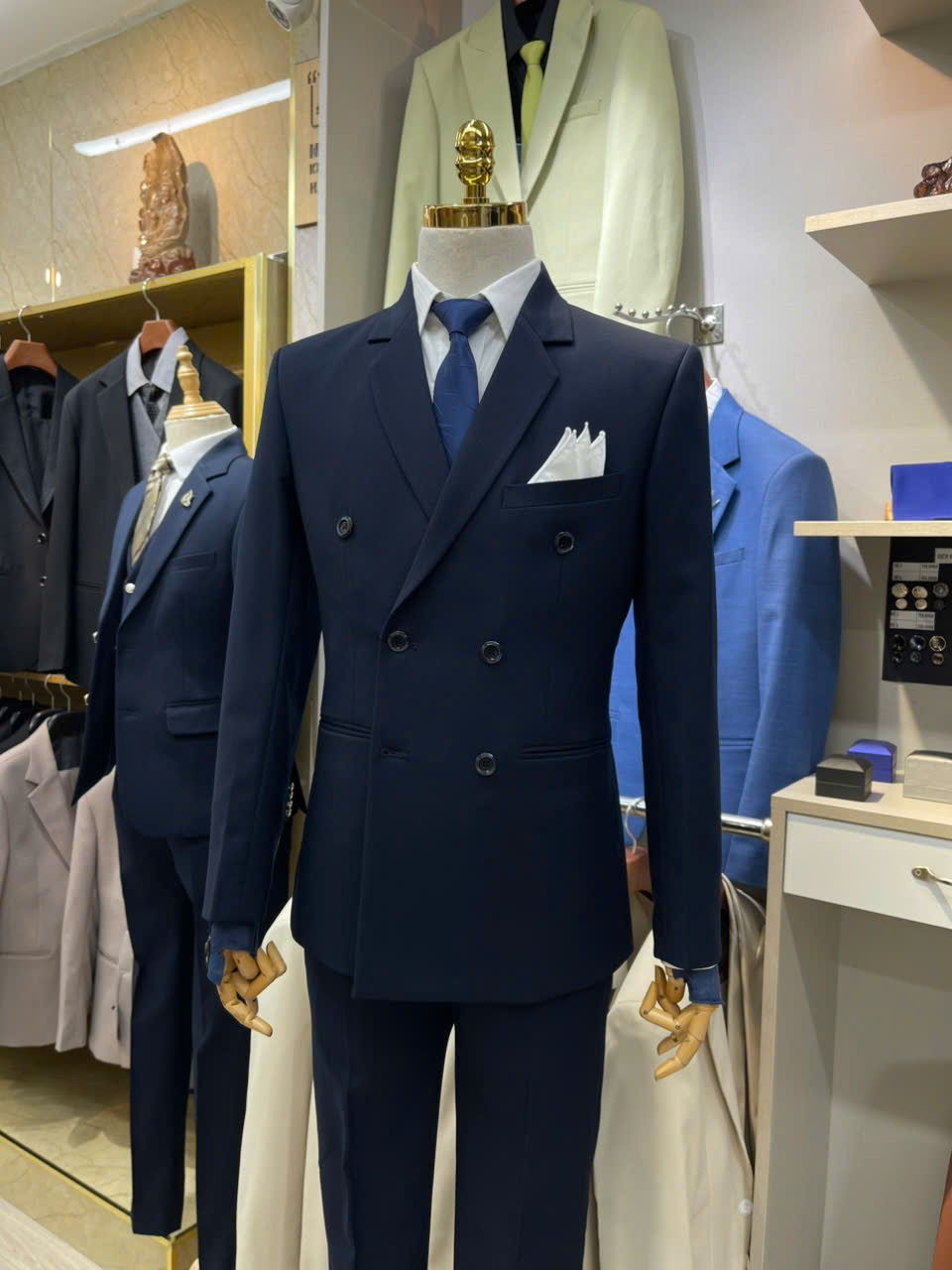 Nhóm Bigsize Màu Xanh Đen - Dòng Medium - Bộ Vest 6 Khuy — 2