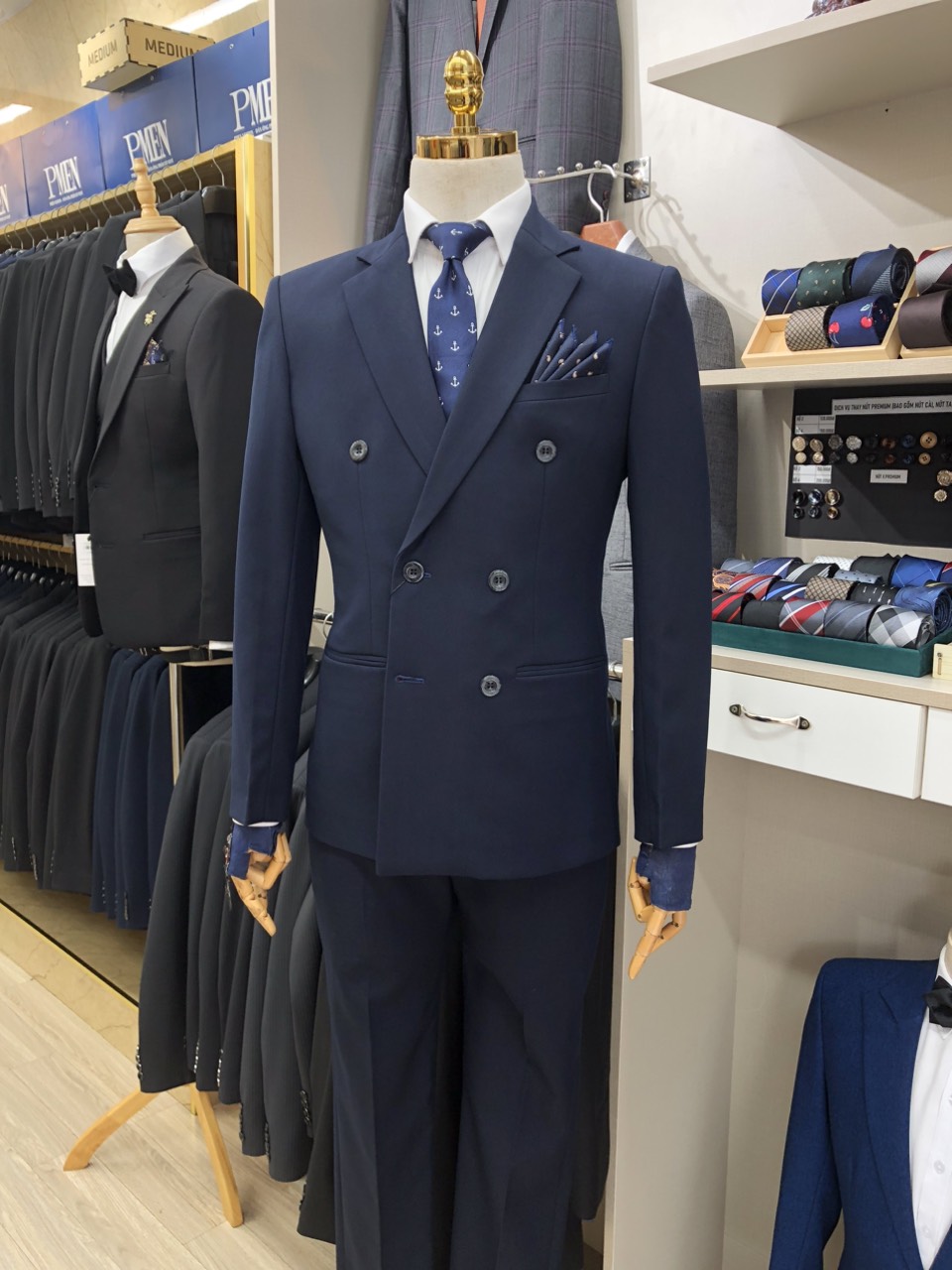 Nhóm Bigsize Màu Xanh Đen - Dòng Medium - Bộ Vest 6 Khuy — 4